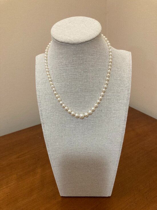 Unbranded Other - 14K White Gold Graduated Cultured Pearl Necklace 15" Girls